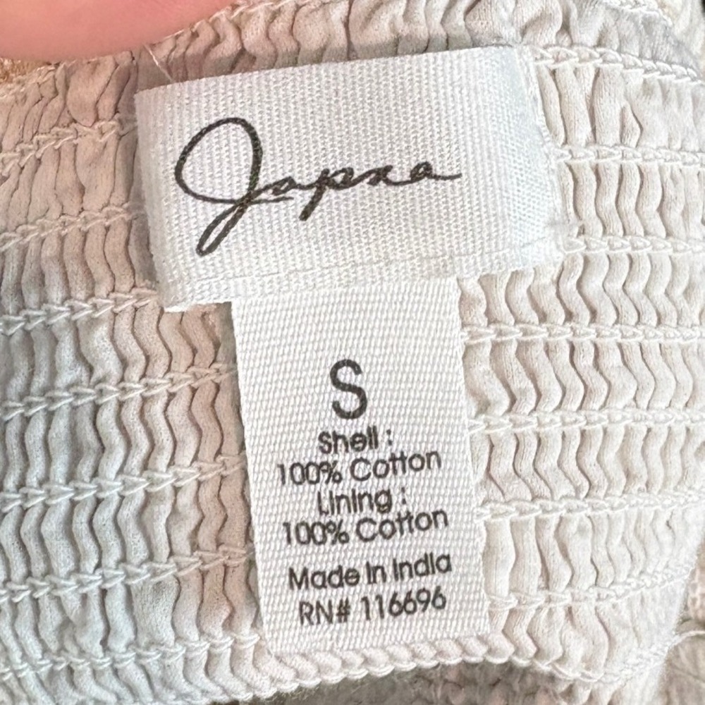 Japna Gingham Smocked Tube Top Tan White Ruffle Hem Small Cottagecore Boho - Picture 4 of 4